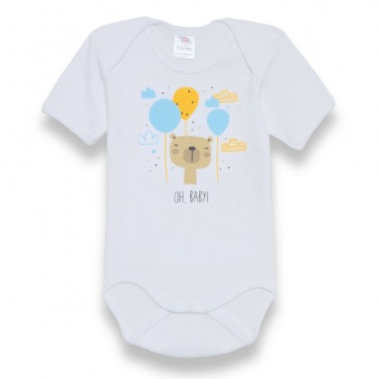 Baby Bodysuit White Blue Bear