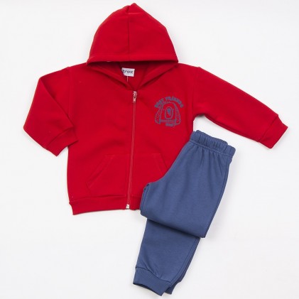 trax jersey set t-shirt hood and trousers red