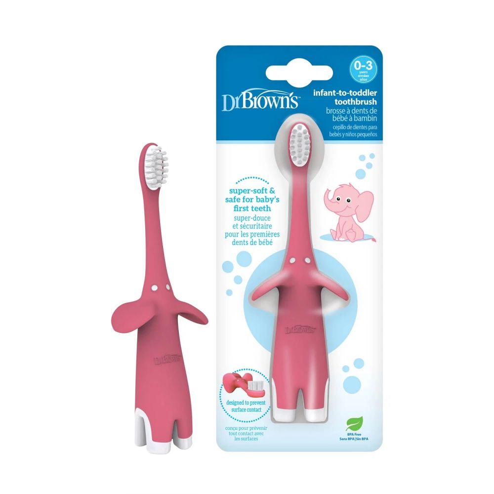 Dr. Brown’s Infant-to-Toddler Toothbrush "Elephant" Pink 0-3 Years