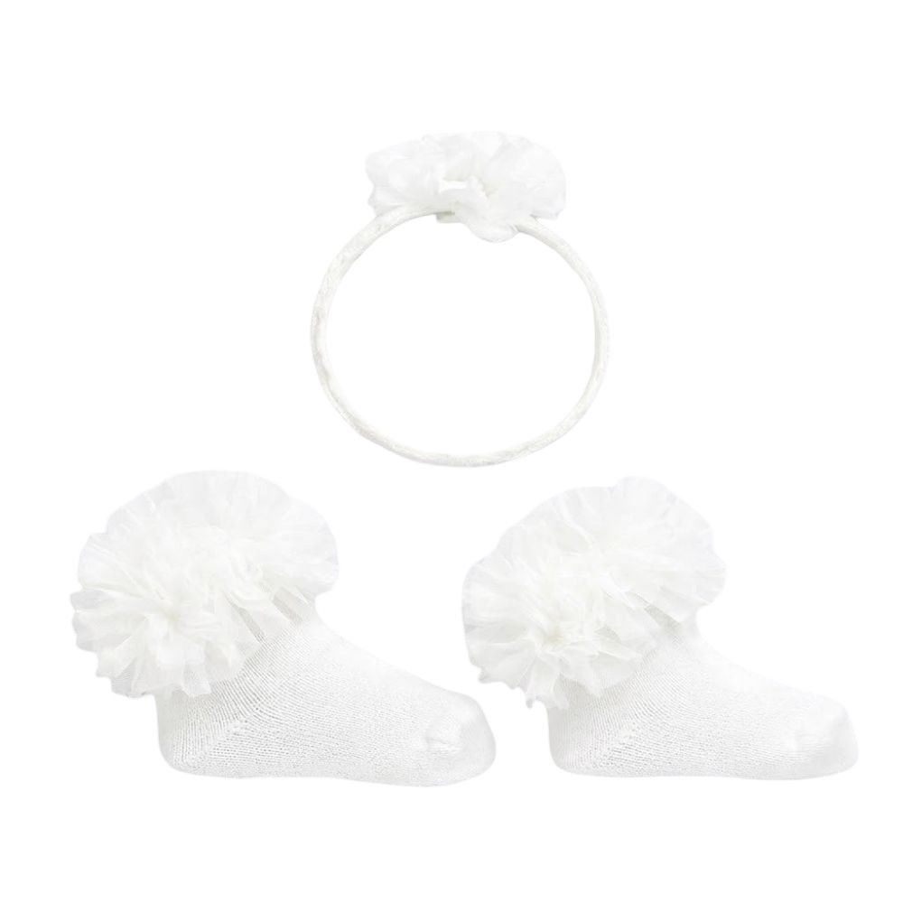 Mayoral Σετ Βρεφικά Εκρου Καλτσάκια Φιγούρας & Κορδέλα Μαλλιών