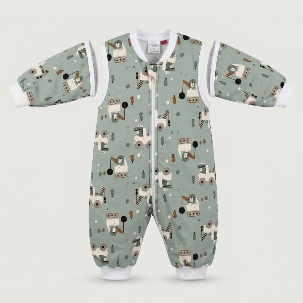 Tender Baby & Toddler Winter Sleeping Bag 2.5 Tog Construction Site 27121 Detachable Sleeves 100% Cotton Oeko-Tex