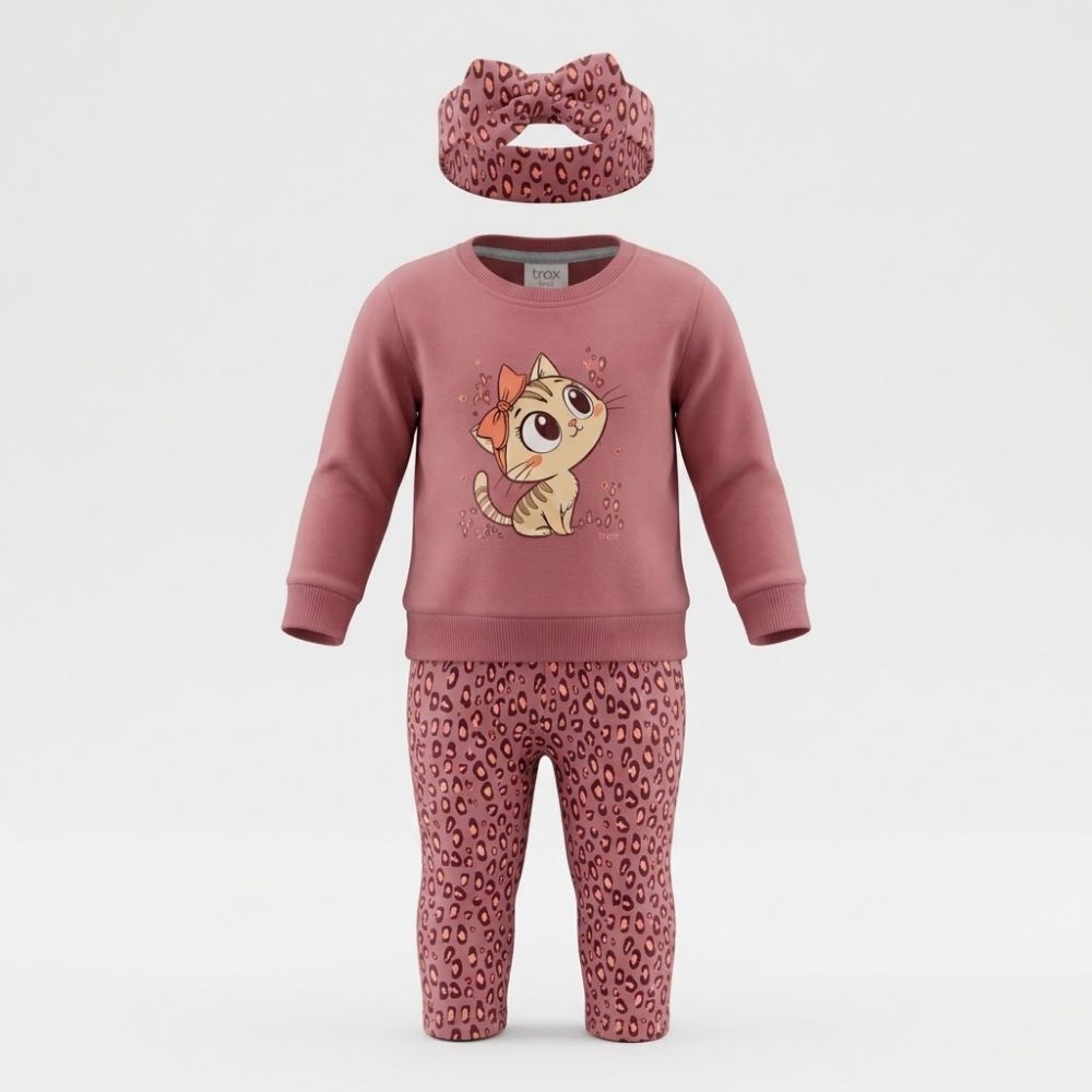 Trax Baby Outfit Set with Leggings & Hairband "RASPBERRY"