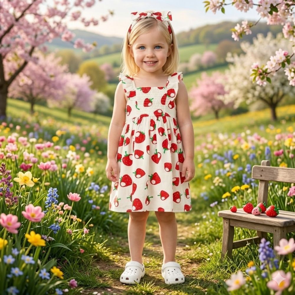 Παιδικό Βαμβακερό Φόρεμα Κορδέλα Strawberry