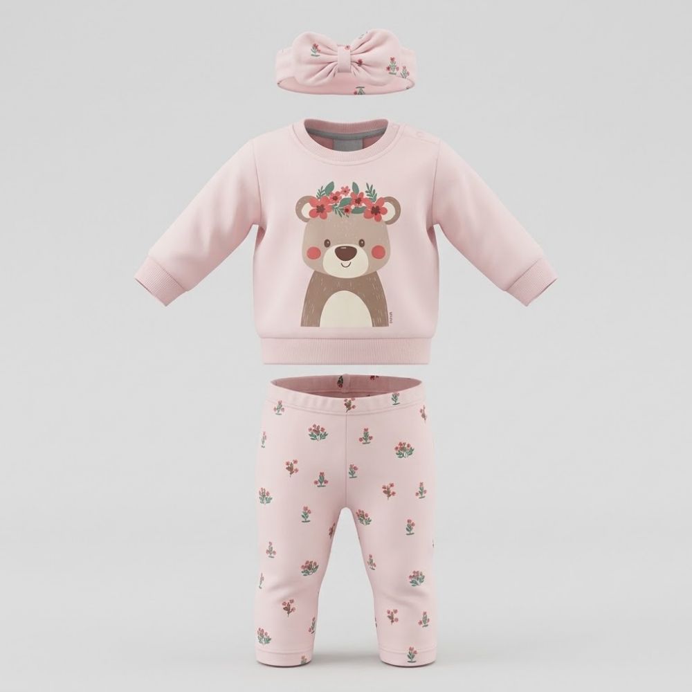 Trax Baby Outfit Set with Leggings & Hairband "PINK FLAMINGO"